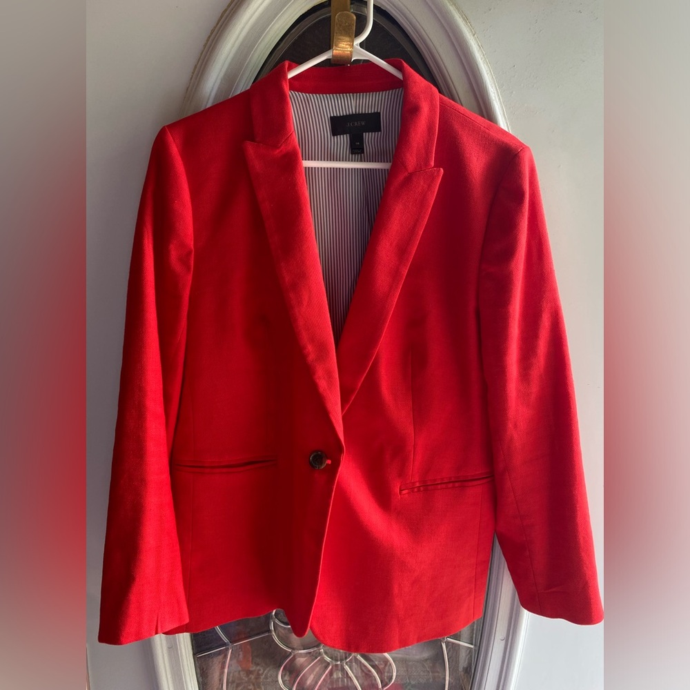 💕 J. Crew Blazer Reddish Orange Sz 14 **altered sleeves**